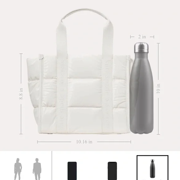 Kate Spade  KIP Cream Puffy Tote Small Brand New With Tags- Ships FREE - Picture 10 of 12